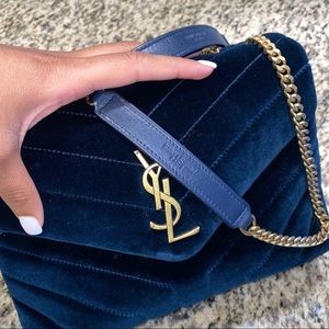 Loulou small monogram ysl suede v flap shoulder bag